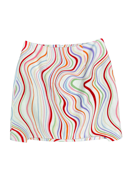 Size M - C/MEO Collective White Swirl Mini Skirt