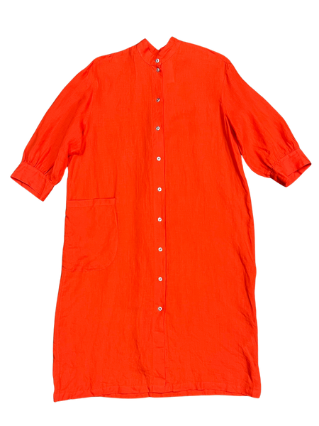 Size M - Marimekko Tulkinta Solid Red Linen Dress