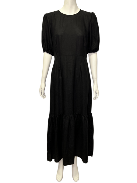 Size M - Jillian Boustred Black Linen Maxi Dress