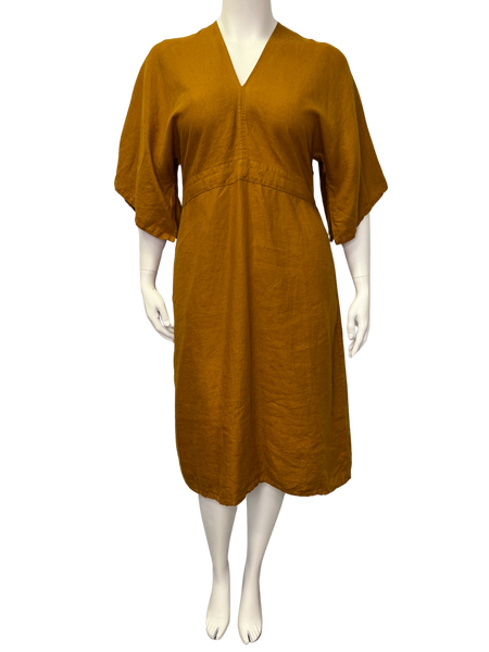 Size M/L - Seaside Tones Mustard Yuko Linen Dress