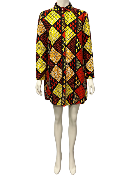 Size S - Yevu Red and Yellow Triangle Shirt Dress