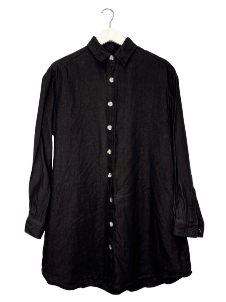 Size S - Collective Closets Black Linen Shirt Dress