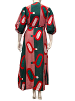 Size XL - Yevu Green and Red New Wrap Dress