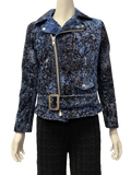 Size S - Junya Watanabe Comme des Garçons Blue Crushed Velvet Moto Jacket