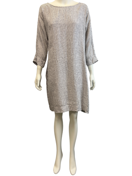 Not Perfect Linen Black and White November Tunic Dress, size S