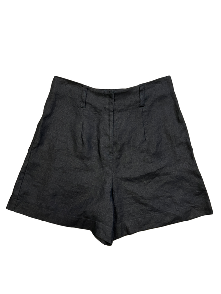 Size 10 - Caves Collect Black Cotton-Linen Shorts